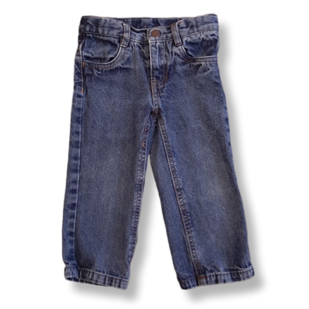NAUTICA Dark Wash Jeans Toddler Boys Size 2T Snap Button Adjustable Waist